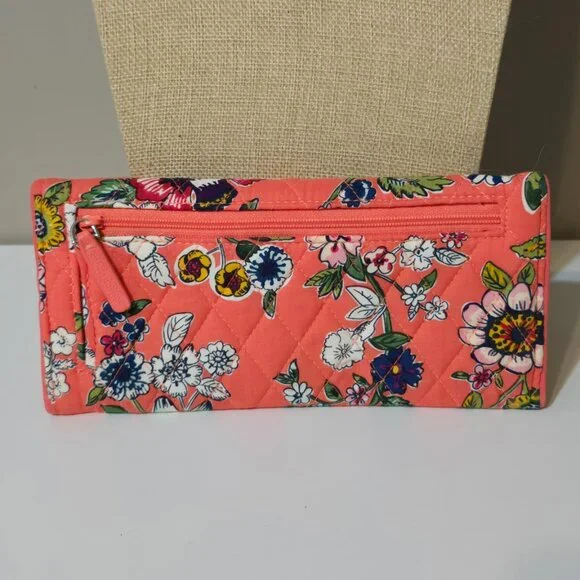 Vera Bradley Tri-Fold Wallet in Coral Floral - Picture 2 of 5
